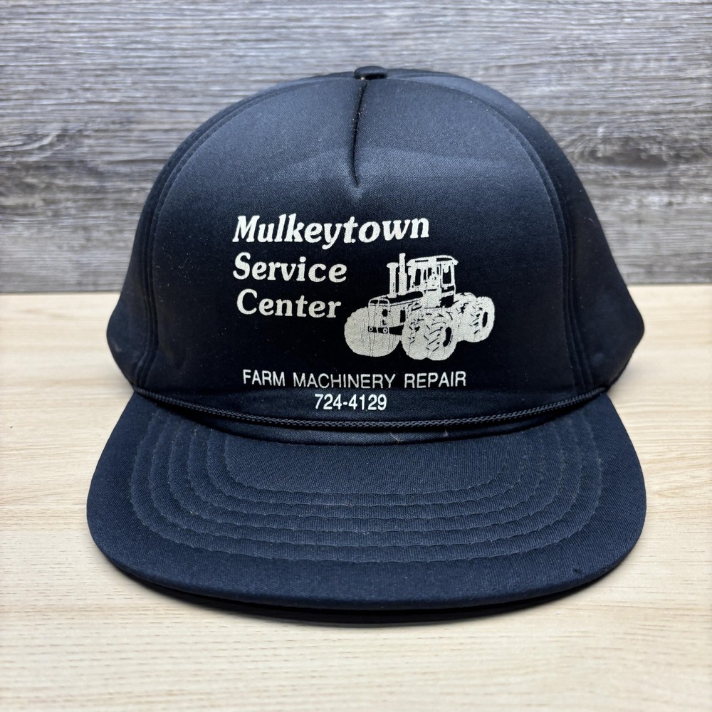 Vintage Mulkeytown Service Center Hat Cap Snap Back Tractor Advertising Mens 90s